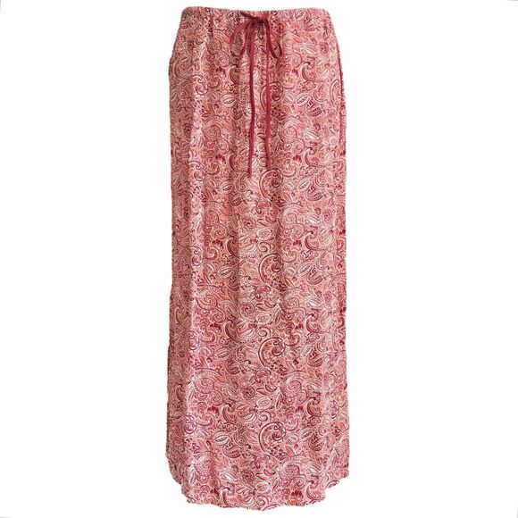 Cherokee Boho Midi Skirt Size XL Drawstring Red Paisley Church Work Fairy Drapey - Picture 11 of 11